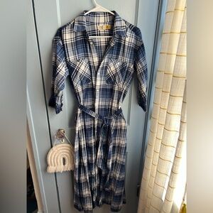 Ralph Lauren Navy Plaid Long Sleeve Dress